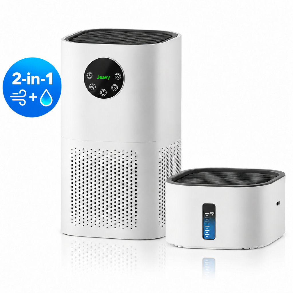 Jeavy 2 in 1 luchtreiniger & luchtbevochtiger in de kleur wit
