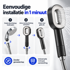 Stappenplan voor snelle installatie van de Jeavy handdouche in 1 minuut zonder gereedschap op een universele aansluiting